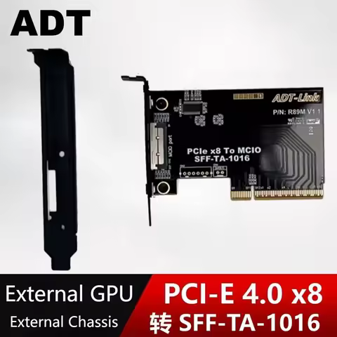 R89M PCI-E 4.0 X8 to MCIO SFF-TA-1016 Riser Card MCIO External Graphics Card Split Card Adapter Expa
