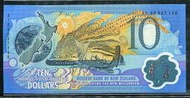 NEW ZEALAND (紐西蘭塑膠鈔),  P190a , 10 Dollars , 2000 AI , 品相 全新UNC 