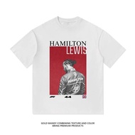 【in stock】Lewis Hamilton F1 Ferrari 44 Racing Culture T-Shirt Kapas Tulen Lengan Pendek untuk Pasang