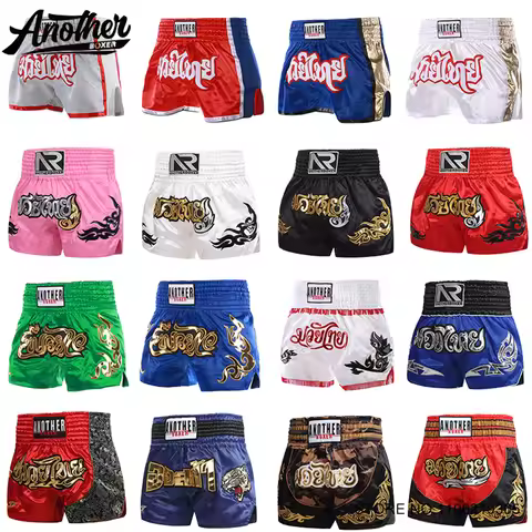 Muay Thai Shorts Embroidered Traditional Thai Boxing Pants MMA Kickboxing Fight Shorts Thai Boxing T