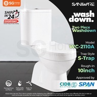 SANIWARE WC-2110A / Zella C100 Two Piece Toilet Washdown Water Closet Jamban Duduk Jamban Tandas(S-TRAP)