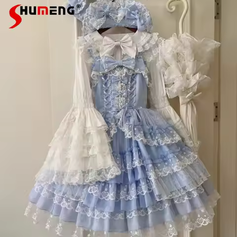 Japanese Rojita Style Sweet Cute Vestidos Original Design Lolita New Dress JSK Suspender Pink Sleeve
