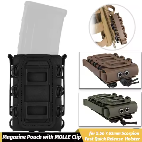 Quick Magazine Pouch 5.56mm 7.62mm with MOLLE Clip and Belt Clip Universal Holder Quick Connect Brac