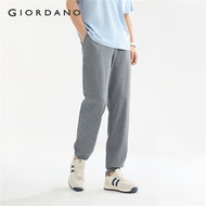 GIORDANO Men Joggers Drawstring Elastic Waist Slant Pockets Joggers Solid Color Simple Basic Fashion