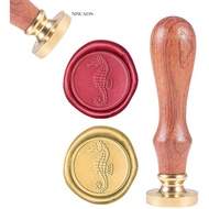 1pc DIY Scrapbook Brass Wax Seal Stamp and Wood Handle Sets Sea Horse Golden 8.9x2.5cm Stamps: 25x14.5mm
