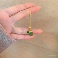 Fashion Clavicle Chain Good Meaning Tourmaline Necklace Female Gold Color Back Pattern Beads Exquisi