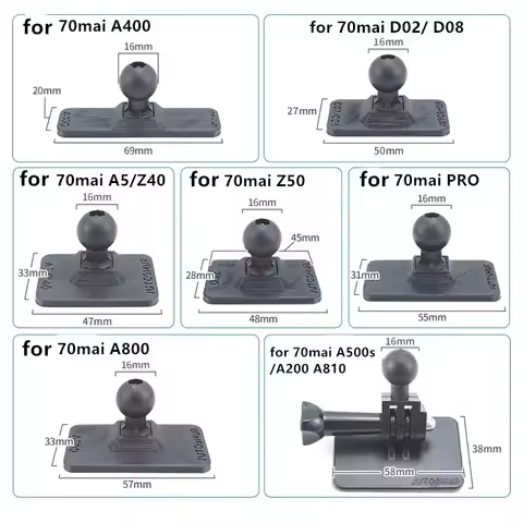 68mm Suction Cup Holder with 16mm ball joint for 70mai PRO A400 D02/D08 A5/Z40 Z50 A800 A810 DVR Hol