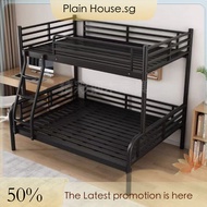 Small Wrought Double-Layer Iron Bed - Black Iron Frame Bed/Two-Layer Bed/Apartment Bed -    /TwoLaye