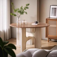 內地直送 - 全國包送裝北歐中古風餐桌椅組合復古實木圓形飯桌小戶型餐廳飯桌