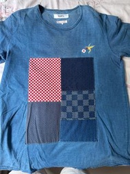 FDMTL 藍染拼布牛仔布Tee size 3 made in Japan