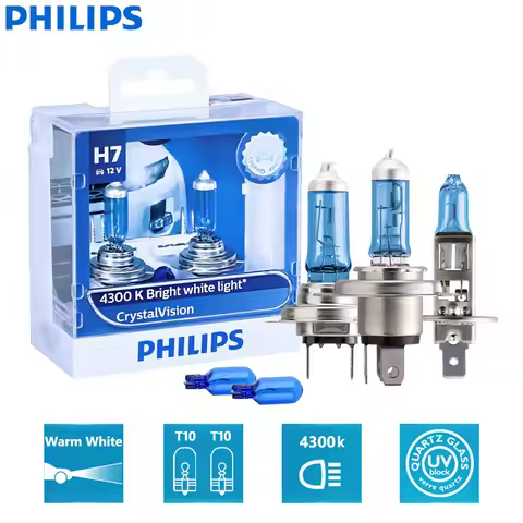 Philips Crystal Vision H1 H4 H7 H11 HB2 HB3 HB4 9003 9005 9006 12V CV 4300K Bright White Car Halogen
