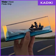 Water Wave Pirate Ship Moving Wave Toy Pirate Ship Water Wave Display Diecast Liquid Model