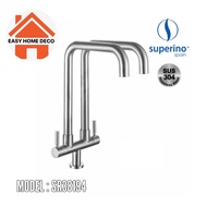 SUPERINO STAINLESS STEEL SUS304 DOUBLE PILLAR-MOUNTED COLD TAP, KITCHEN SINK FAUCET-SR38194