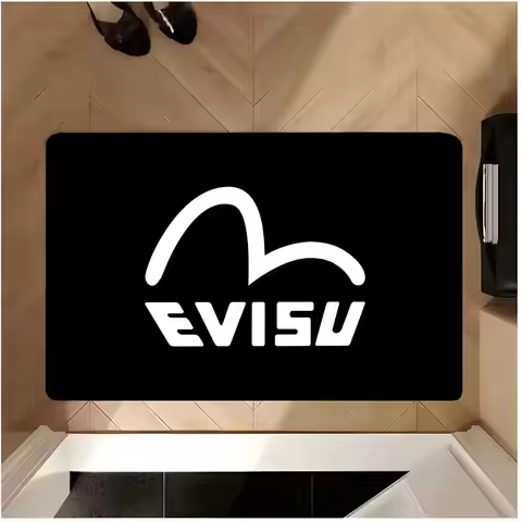 Brand Street E-EVISU Floor Mat Non Slip Washable Flannel Doormat Water Absorbent Indoor Floor Carpet