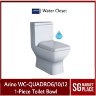 Arino 1-Piece Toilet Bowl | Dual Flush System | Soft Close Seat Cover | S Trap | 3 Ticks | Free Shipping | WC-QUADRO