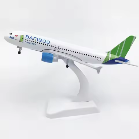 20CM Scale Aircraft A320 Vietnam Bamboo Airlines Model Alloy Finished Product Hobby airplanes decora