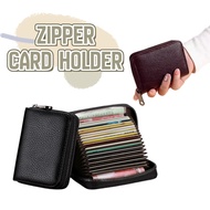Zipper Wallet Card Holder Leather Credit Card ATM ID Card Case Multifunctional Large Capacity Coin P