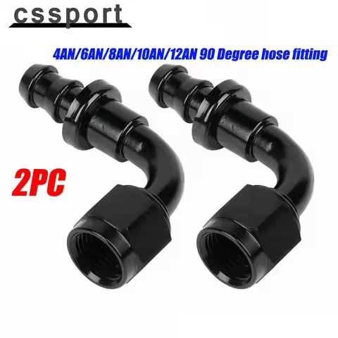 2pcs 4AN/6AN/8AN/10AN/12AN 90 Degree Push Lock Fuel Hose End Fitting Adaptor Kit