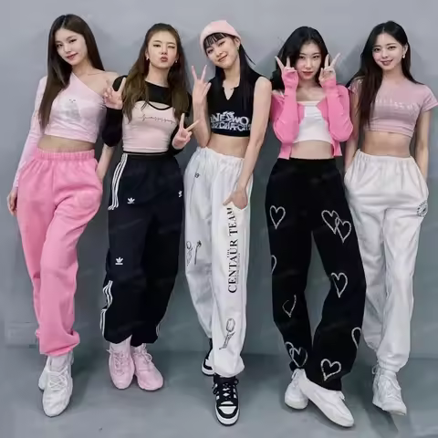 Korean ITZY Kpop Outfit Idol Women Jazz Dance Stage Wear Crop Top Festival Clothing Rave Concert Out