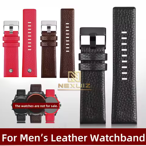 Men's Large Leather Watch Strap For Diesel DZ4318 4323 DZ7370 7395 7396 7331 7413 Watchband 24mm 26m