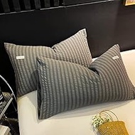 Zhiyuan 2 Pieces Pillow Cover Washed Microfiber Seersucker Fabric Soft Standard Pillow Shams Gray