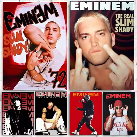 Rapper Eminem Poster Self-adhesive Art Waterproof Paper Sticker Coffee House Bar Room Wall Decor