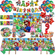 Mario Birthday Party Decoration Mario Kids Party Supplies Party Disposable Cutlery Party Background Party Banner