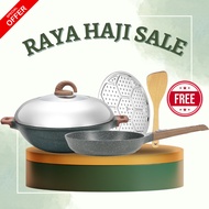 iGOZO Amazonas Non Stick Granite 36cm Wok [Free Items Frying Pan  24cm Cookware Set Kuali Periuk Bat