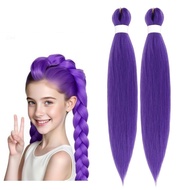 Purple Braiding Hair, Long Purple Braiding Hair Pre Stretched Synthetic Braiding hair Extensions for