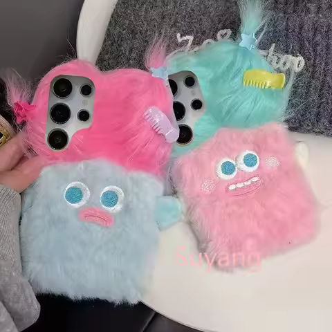 Soft Plush Funny 3D Cartoon Phone Cases For Huawei P40 P30 P20 Lite Nova Y61 14 13 12 11 10 12i 9SE