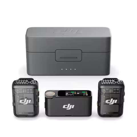 DJI Mic 2 (2 TX + 1 RX + Charging Case), All-in-one Wireless Microphone, Intelligent Noise Cancellin