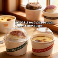 50PCS 2 Inch Disposable Paper Cake Boxes with Lids for Basque Cheesecake Pudding