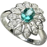 Size 13 Grandidierite 0.35ct, Diamond 0.18ct, 18K White Gold, 4.8g, Women's Ring