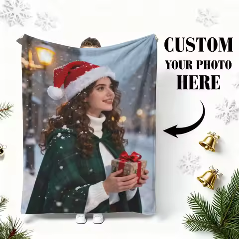 Custom Christmas Couple Christmas Memorial Flannel Blanket - Printed with Exclusive Anniversary + Ch