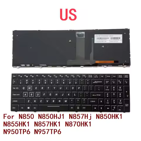 New US Laptop RGB Backlit Keyboard For CLEVO N850 N850HJ1 N857Hj N850HK1 N855HK1 N857HK1 N870HK1 N95
