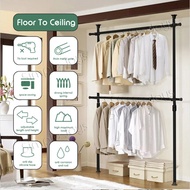 Floor To Ceiling Clothes Hanging Wardrobe Rack Adjustable Laundry Drying Hanger