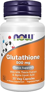 NOW Supplements, Glutathione 500 mg, With Milk Thistle Extract & Alpha Lipoic Acid, Free Radical Neu
