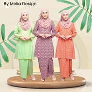 By Melia Design Baju Kurung moden riau Corak Bunga Cotton Premium Lembut Sulam Lace Biku