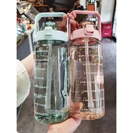 YQ  2L/3L/3.8L Large Capacity Transparent Water Bottle With Reminder Time Sport Water Bottle With St