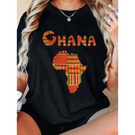 Ghana Shirt, Ghana Tee, Ghana T Shirt, Africa Map, Kente T-Shirt Casual Short Sleeve Shirt