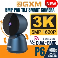 GXM P6 3K Smart Camera CCTV 5 MP Ultra Clear 5G 2.4G 24/7 Recording Rotation Apps Control Motion Det