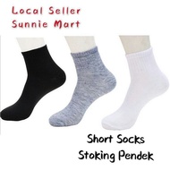 Unisex Students Socks Plain Cotton Socks Ankle Socks Black Socks Stoking Pendek Stoking Sekolah  Sto
