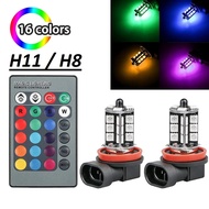 Car Fog Lamp Light H11 Bulb RGB Multicolour Flash Led  Remote Control Spotlight Lampu Kereta