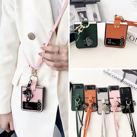 Z Flip 7 Case With Strap Shoulder Lanyard Cover For Samsung Galaxy Z Flip 1 2 3 4 5 6 Z Flip3 ZFlip4