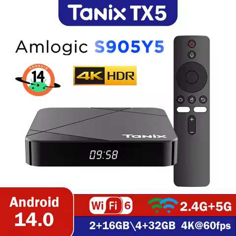 Tanix TX5 Android 14.0 TV Box Amlogic S905Y5 Smart TV Box Support 4K@60fps 2.4G&5G Wifi6 HDR10+ BT M