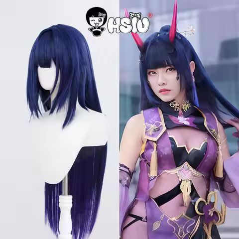 Raiden Mei Cosplay Wig HSIU 80CM dark blue gradient dark purple long hair Synthetic Wig+Wig cap Game