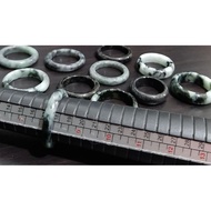 ♡KLF888♡ Natural Jadeite Jade Floating Wuji Dark Grey Bangle Rings