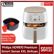 Philips HD9870 Premium Smart Sense XXL Airfryer. Free XXL Baking Tray. Smart Sensing Technology. Rapid Air Technology. Fat Removal Technology. Safety Mark Approved. 2 Year Warranty.