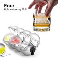 4 Hole Ice Cube Makers Round Ice Hockey Mold Cocktail Whisky Vodka Ball Ice Mould Bar Kitchen Party Ice Box Ice Cream Maker Tool