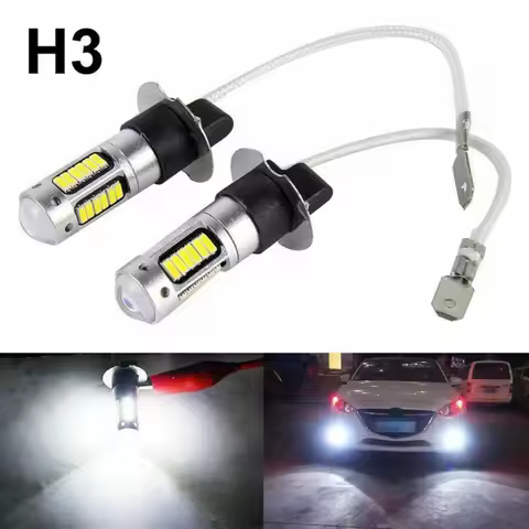 1Pair H3 LED Fog Light Bulbs Fast Response 1800LM Conversion DC 12V-24V H3 LED Replacement Super Bri